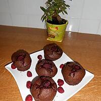 recette Muffins, chocolat, framboises.