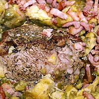 recette Roti de porc aux choux de Bruxelles et lardons