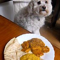 recette CURRY DE POULET AUX POMMES ET COCO ACCOMPAGNE DE DAHL