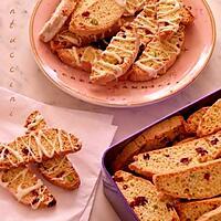 recette Cantuccini aux Cranberries, Pistaches et Chocolat Blanc