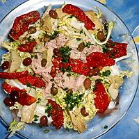 recette Frisée au thon,artichaux,tomates séchées