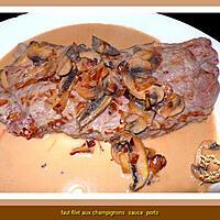 recette Faux-filet aux champignons sauce Porto