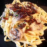 recette fettuccini aux champignons et petits lardons grillés