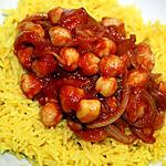 recette Pois chiches pimentés sur riz Basmati au curcuma