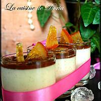 recette Panna Cotta à la vanille avec sa crème au chocolat et poire