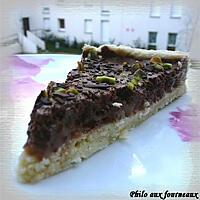 recette Tarte mousseuse au chocolat & poires poêlées au miel