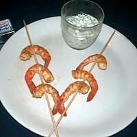 recette Brochettes de crevettes au curry & sauce fraiche