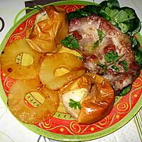 recette Côtes de porc grillées, ananas et pommes au four